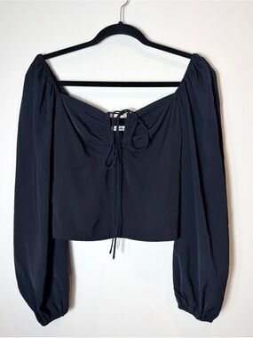 Abercrombie & Fitch Black Bubble Sleeve Peasant Top - Size Medium